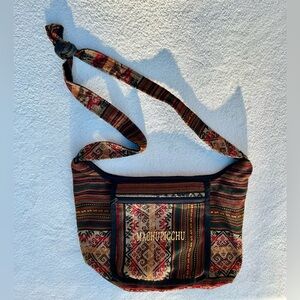 Machupicchu Embroidered Red and Brown Ethnic Crossbody Bag with Adjustable Strap